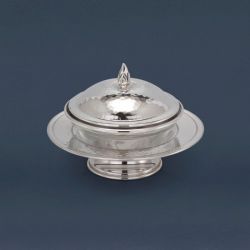Sterling Silver Honey Dish With Hammered Finish